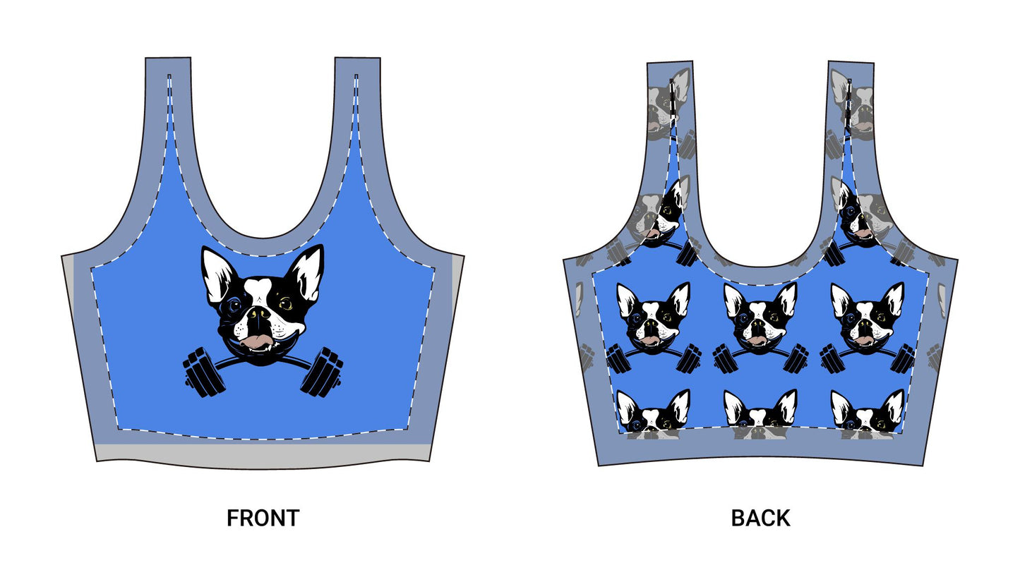 Blue Polyester Sports Bra (AOP)